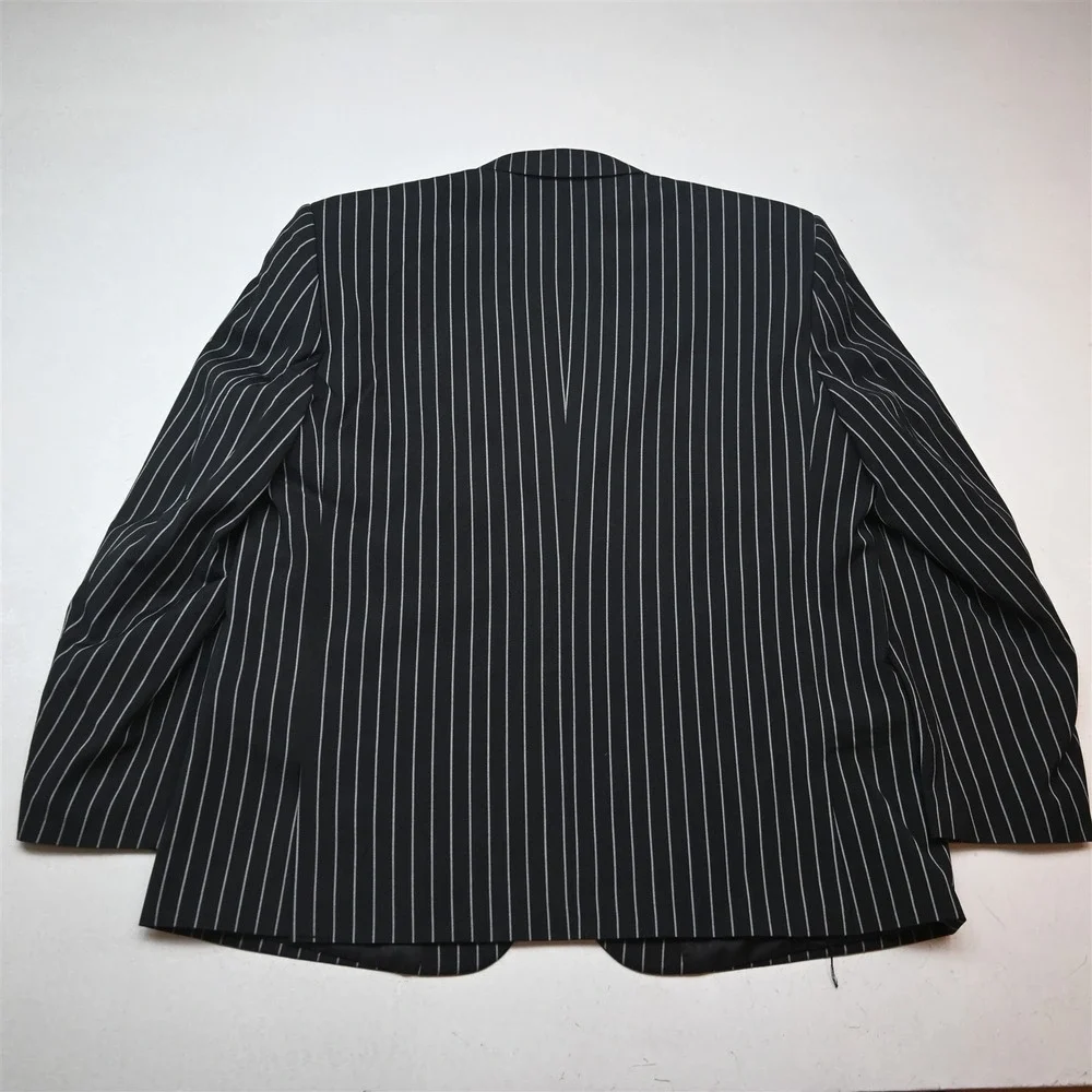 Stacy Adams 48R 40x30 Black Striped 3 Piece Vest Mens Jacket Pants Suit